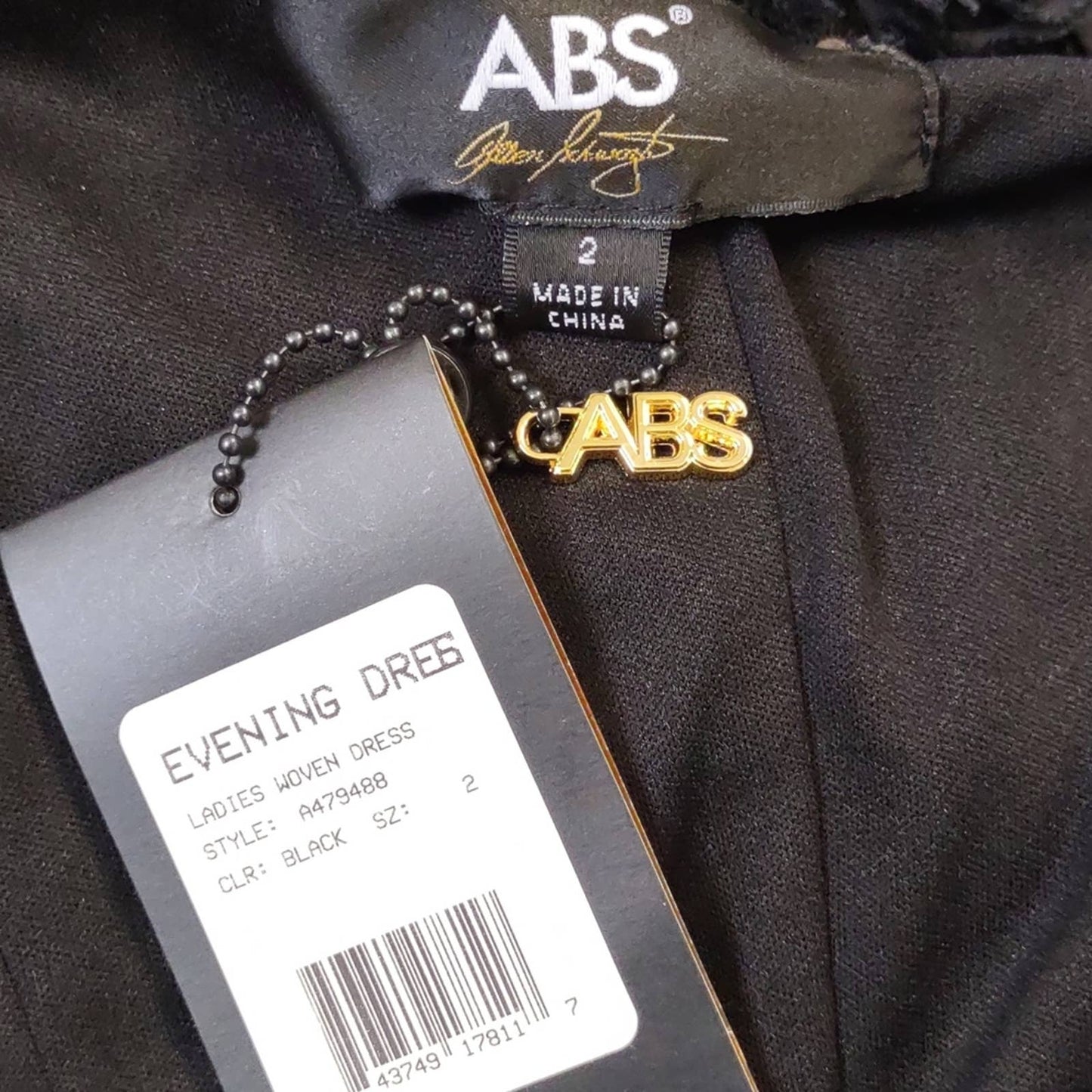 ABS Allen Schwartz APPLIQUE SEQUIN ONE SHOULDER DRESS Black 2