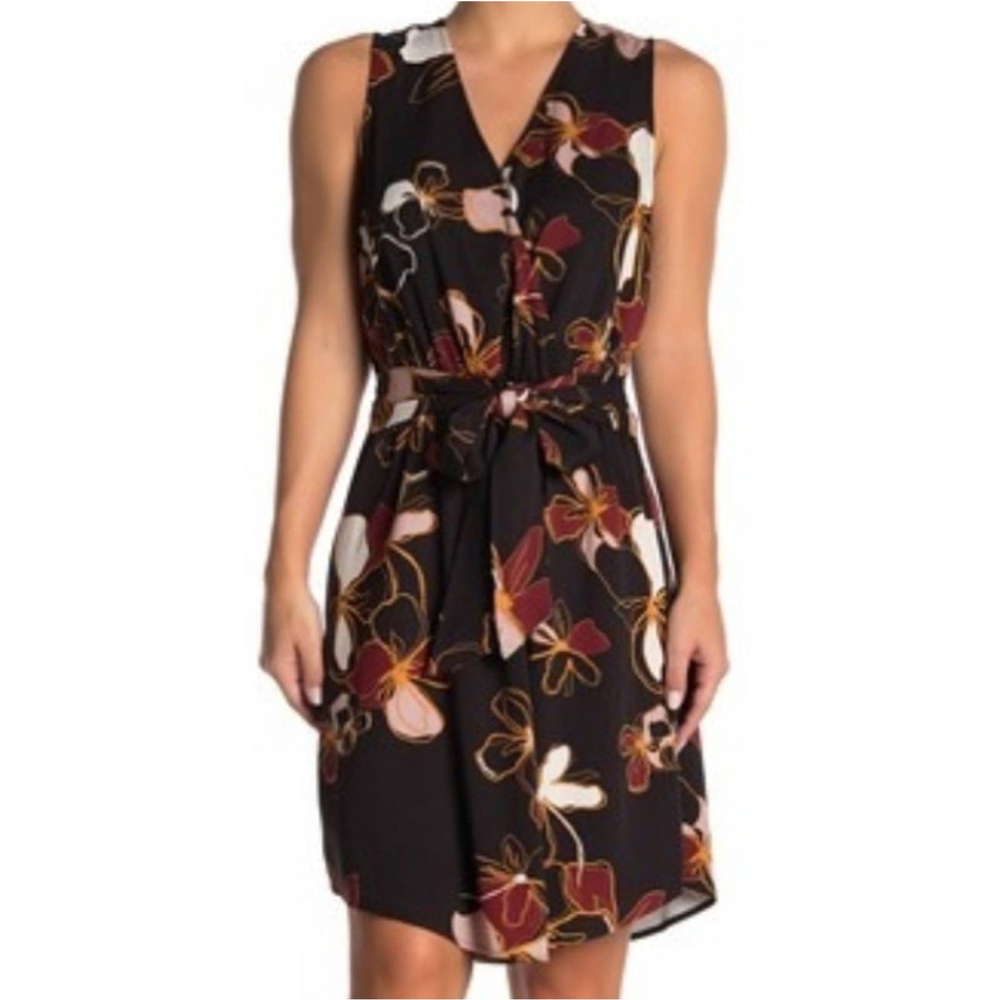14th & Union Front Tie Floral Sleeveless Dress M