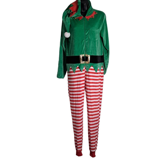 100% Poof Elf Full Zip 1 Piece Christmas Onesie XS