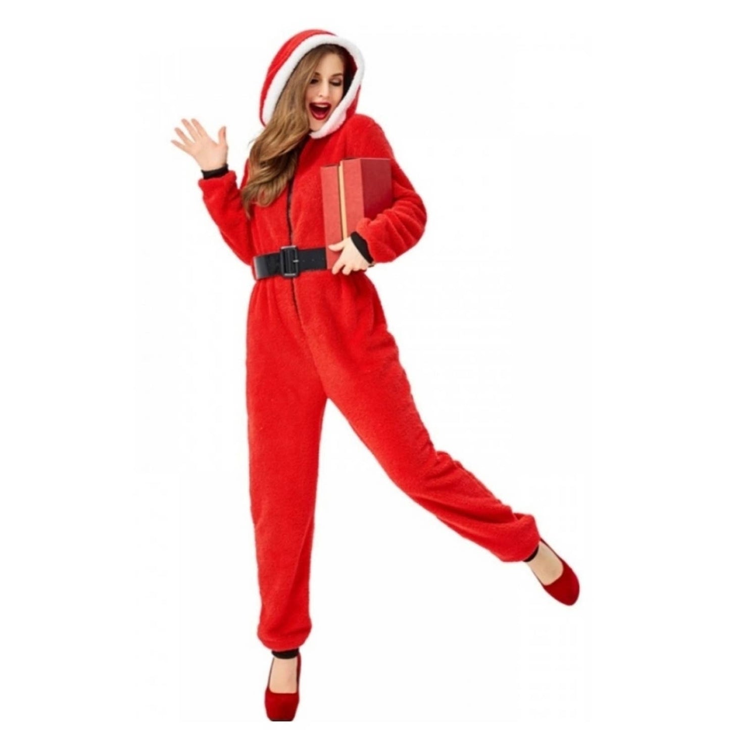 100% Poof Santa Clause Full Zip Jumpsuit Medium