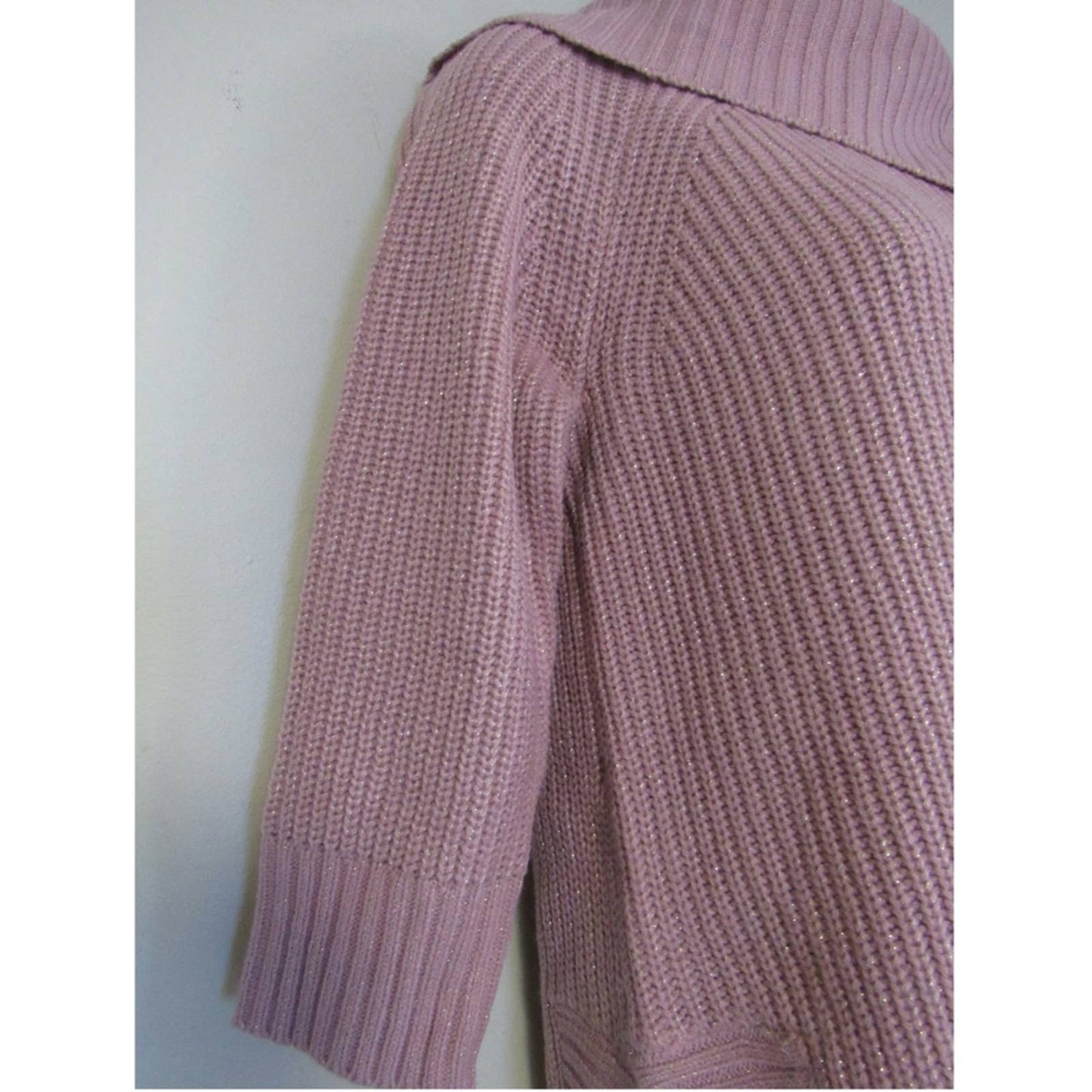 89th + Madison 3/4 Sleeve Button Detail Metallic Sweater Small Rose