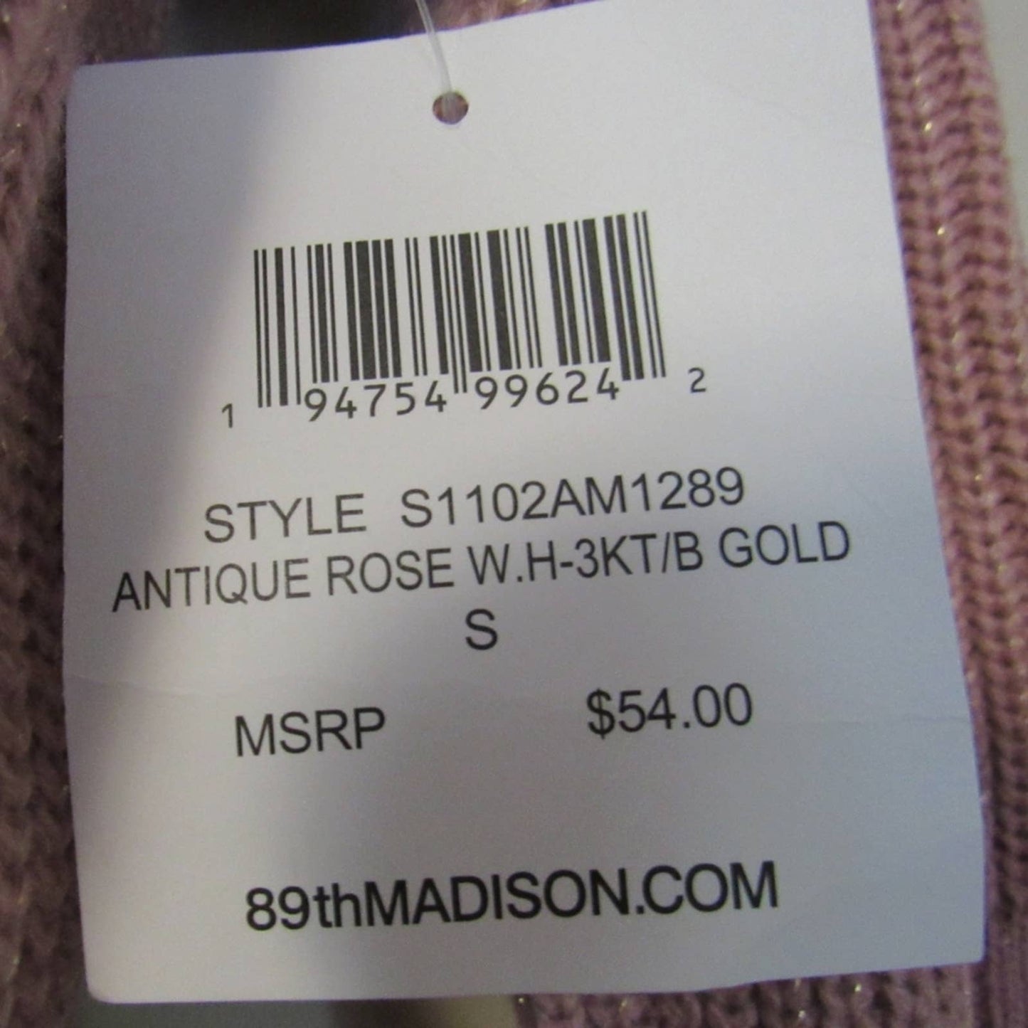 89th + Madison 3/4 Sleeve Button Detail Metallic Sweater Small Rose
